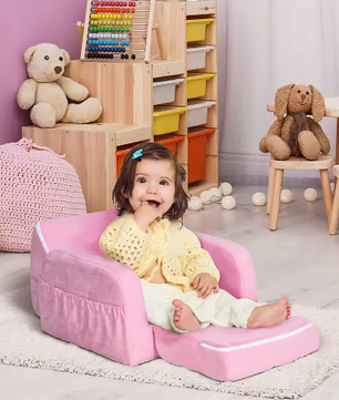 Transformeerbare Kinderfauteuil 2-in-1 – Opvouwbaar met Hoge Rug