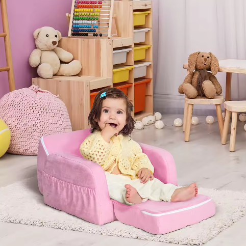 Transformeerbare Kinderfauteuil 2-in-1 – Opvouwbaar met Hoge Rug