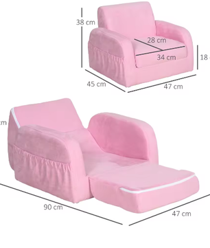 Transformeerbare Kinderfauteuil 2-in-1 – Opvouwbaar met Hoge Rug