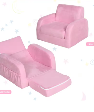 Transformeerbare Kinderfauteuil 2-in-1 – Opvouwbaar met Hoge Rug