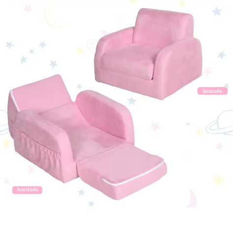 Transformeerbare Kinderfauteuil 2-in-1 – Opvouwbaar met Hoge Rug