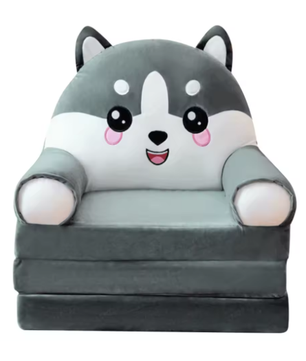 Pluche Opvouwbare Kinderbank 2-in-1 – Kinderfauteuil en Slaapbank