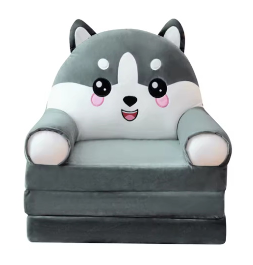 Pluche Opvouwbare Kinderbank 2-in-1 – Kinderfauteuil en Slaapbank