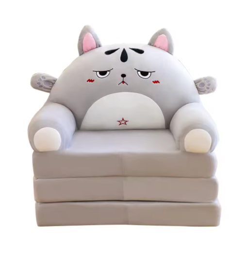 Pluche Opvouwbare Kinderbank 2-in-1 – Kinderfauteuil en Slaapbank