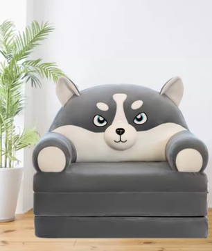 Pluche Opvouwbare Kinderbank 2-in-1 – Kinderfauteuil en Slaapbank