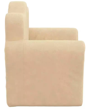 Gezellige Crèmekleurige Kinderslaapbank – Zachte Pluche 2-in-1 Fauteuil