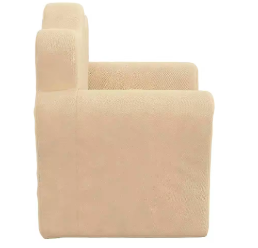 Gezellige Crèmekleurige Kinderslaapbank – Zachte Pluche 2-in-1 Fauteuil