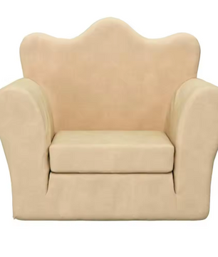 Gezellige Crèmekleurige Kinderslaapbank – Zachte Pluche 2-in-1 Fauteuil