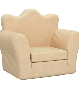 Gezellige Crèmekleurige Kinderslaapbank – Zachte Pluche 2-in-1 Fauteuil