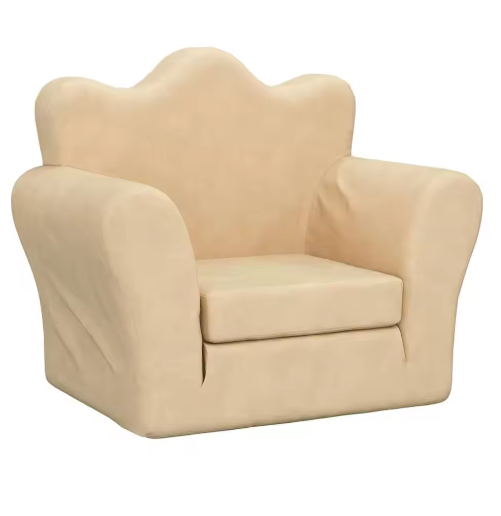 Gezellige Crèmekleurige Kinderslaapbank – Zachte Pluche 2-in-1 Fauteuil