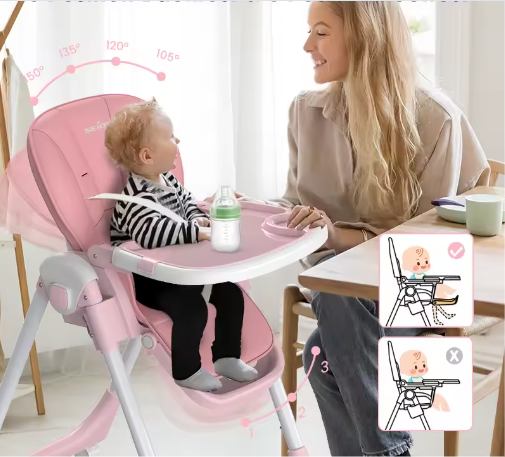 Opvouwbare Kinderstoel met Verstelbare Rugleuning en Lade