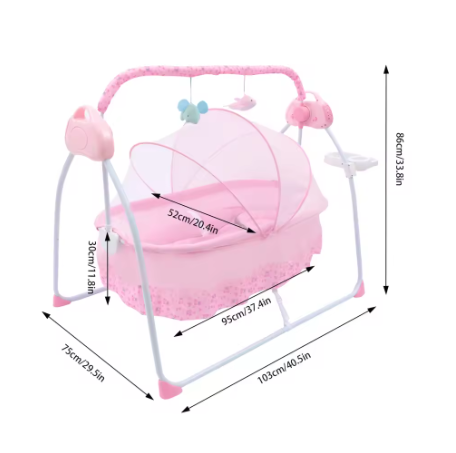 Elektrisch Babybedje Wieg – Automatische Schommel met Muziek 0–18 Maanden