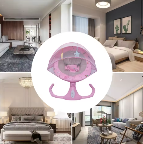 Elektrische Babyschommel met Afstandsbediening, Muziek en 4 Schommelsnelheden