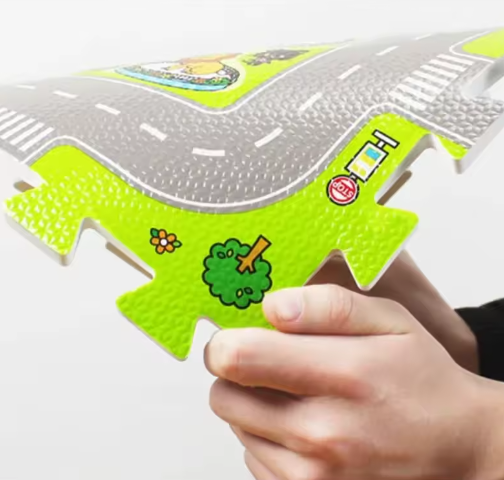 Babyschuim Speelmat met Wegsporen – Niet-giftige Vloermat voor Peuters en Kruipen