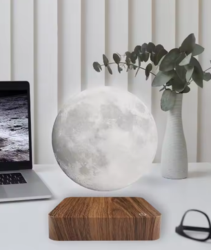 Zwevende Maan Magnetisch LED-Nachtlampje met Houten Voet