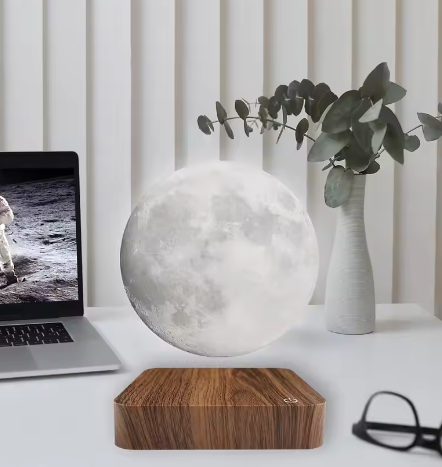 Zwevende Maan Magnetisch LED-Nachtlampje met Houten Voet