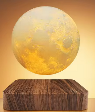Zwevende Maan Magnetisch LED-Nachtlampje met Houten Voet