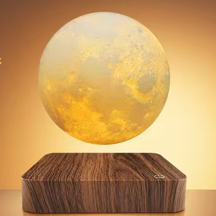 Zwevende Maan Magnetisch LED-Nachtlampje met Houten Voet