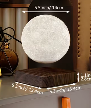 Zwevende Maan Magnetisch LED-Nachtlampje met Houten Voet