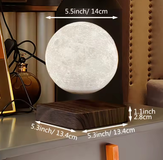 Zwevende Maan Magnetisch LED-Nachtlampje met Houten Voet
