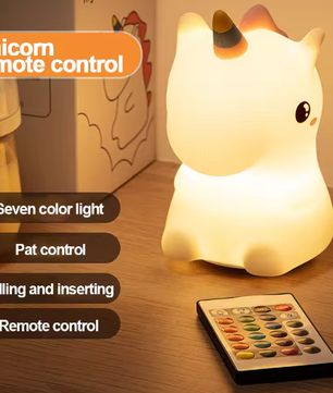 Schattig Eenhoorn Siliconen LED-Nachtlampje – USB Oplaadbaar en Touch Bediening
