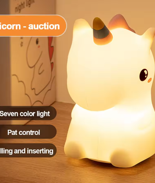 Schattig Eenhoorn Siliconen LED-Nachtlampje – USB Oplaadbaar en Touch Bediening