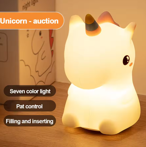 Schattig Eenhoorn Siliconen LED-Nachtlampje – USB Oplaadbaar en Touch Bediening