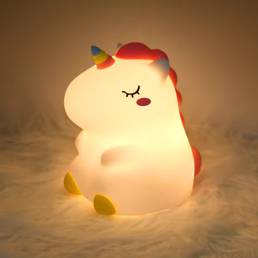 Schattig Eenhoorn Siliconen LED-Nachtlampje – USB Oplaadbaar en Touch Bediening