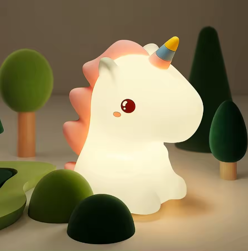Schattig Eenhoorn Siliconen LED-Nachtlampje – USB Oplaadbaar en Touch Bediening
