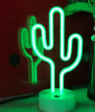 Cactus Neon LED Tafellamp – USB en Batterij, Decoratieve Neonlamp voor Woonkamer, Slaapkamer en Feest
