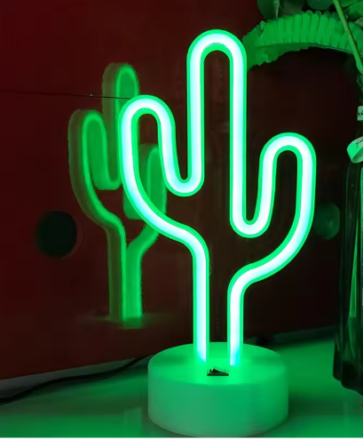 Cactus Neon LED Tafellamp – USB en Batterij, Decoratieve Neonlamp voor Woonkamer, Slaapkamer en Feest