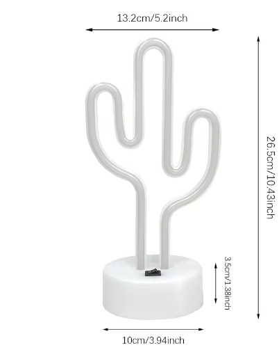 Cactus Neon LED Tafellamp – USB en Batterij, Decoratieve Neonlamp voor Woonkamer, Slaapkamer en Feest