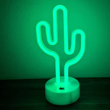 Cactus Neon LED Tafellamp – USB en Batterij, Decoratieve Neonlamp voor Woonkamer, Slaapkamer en Feest