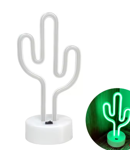 Cactus Neon LED Tafellamp – USB en Batterij, Decoratieve Neonlamp voor Woonkamer, Slaapkamer en Feest