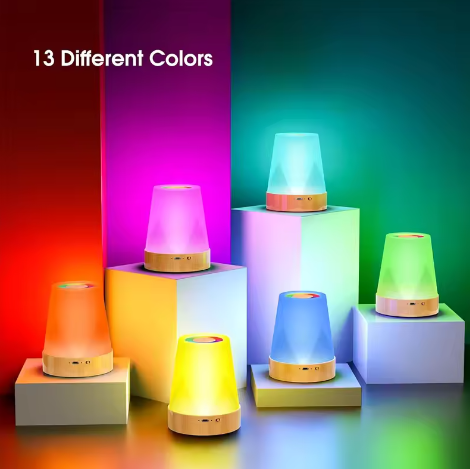 LED Nachtlamp 13 Kleuren – Oplaadbaar RGB Sfeerlicht met Touch en Afstandsbediening