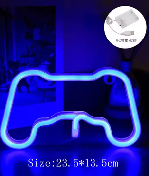 Neon LED Game Icon Wandlamp – USB Aangesloten Gaming Verlichting voor Kamer, Bar en Club