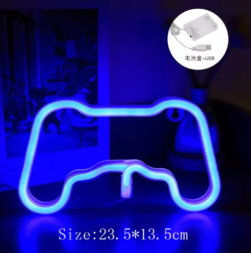 Neon LED Game Icon Wandlamp – USB Aangesloten Gaming Verlichting voor Kamer, Bar en Club