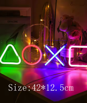Neon LED Game Icon Wandlamp – USB Aangesloten Gaming Verlichting voor Kamer, Bar en Club