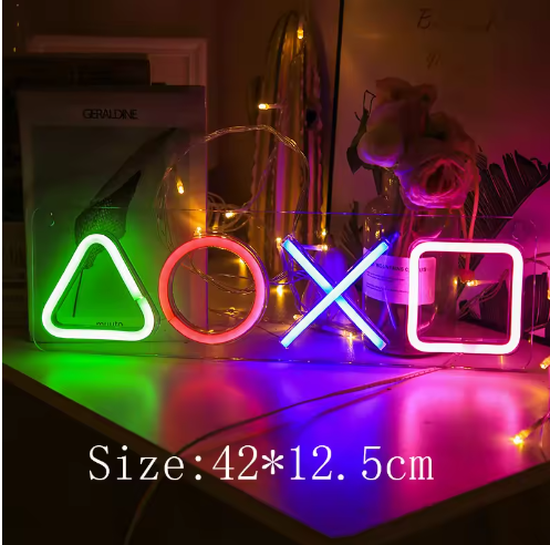 Neon LED Game Icon Wandlamp – USB Aangesloten Gaming Verlichting voor Kamer, Bar en Club
