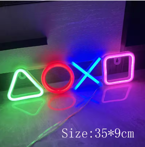 Neon LED Game Icon Wandlamp – USB Aangesloten Gaming Verlichting Voor Kamer Bar En Club