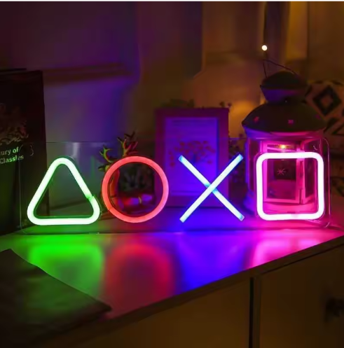 Neon LED Game Icon Wandlamp – USB Aangesloten Gaming Verlichting voor Kamer, Bar en Club