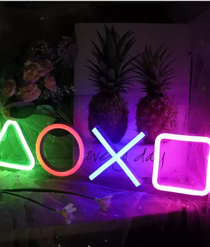 Neon LED Game Icon Wandlamp – USB Aangesloten Gaming Verlichting voor Kamer, Bar en Club