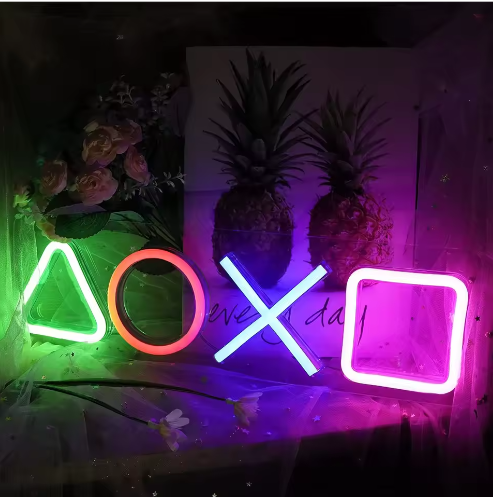 Neon LED Game Icon Wandlamp – USB Aangesloten Gaming Verlichting voor Kamer, Bar en Club