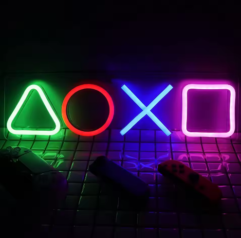 Neon LED Game Icon Wandlamp – USB Aangesloten Gaming Verlichting voor Kamer, Bar en Club