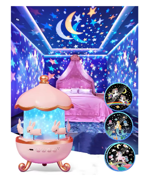 Sterprojector voor Kinderen met 12 Films – Oplaadbare Nachtlamp met Bluetooth Luidspreker en 360° Projectie