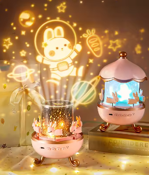Sterprojector voor Kinderen met 12 Films – Oplaadbare Nachtlamp met Bluetooth Luidspreker en 360° Projectie