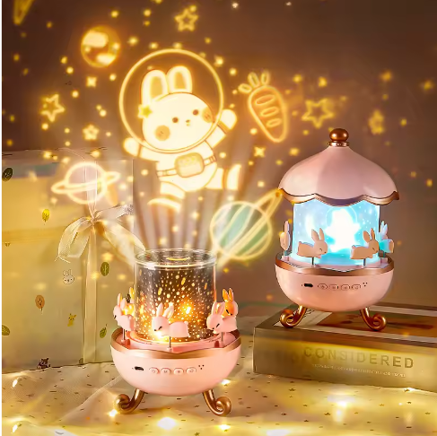 Sterprojector voor Kinderen met 12 Films – Oplaadbare Nachtlamp met Bluetooth Luidspreker en 360° Projectie