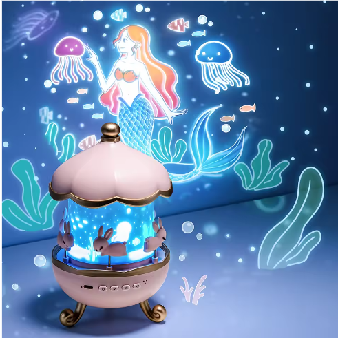 Sterprojector voor Kinderen met 12 Films – Oplaadbare Nachtlamp met Bluetooth Luidspreker en 360° Projectie