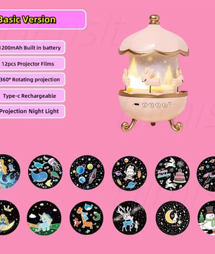 Sterprojector voor Kinderen met 12 Films – Oplaadbare Nachtlamp met Bluetooth Luidspreker en 360° Projectie