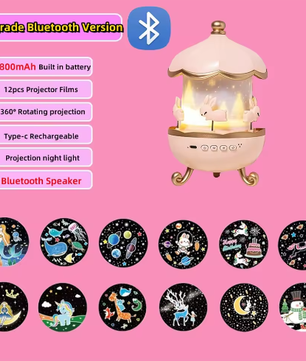 Sterprojector voor Kinderen met 12 Films – Oplaadbare Nachtlamp met Bluetooth Luidspreker en 360° Projectie